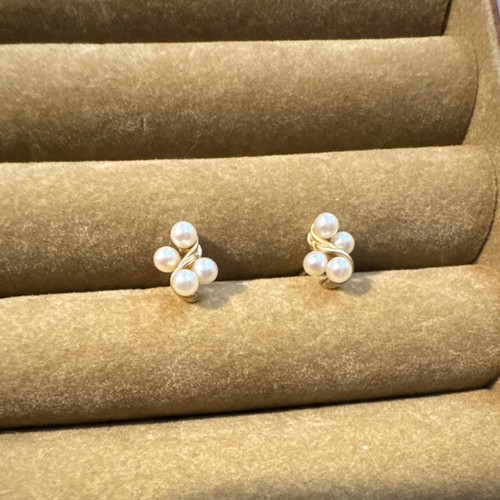 14k Gold Pearl Cluster Stud Earrings