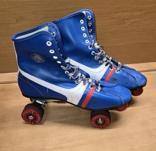 Vintage Fireball Official Roller Derby Skates Size 8 Red White And Blue 1970s