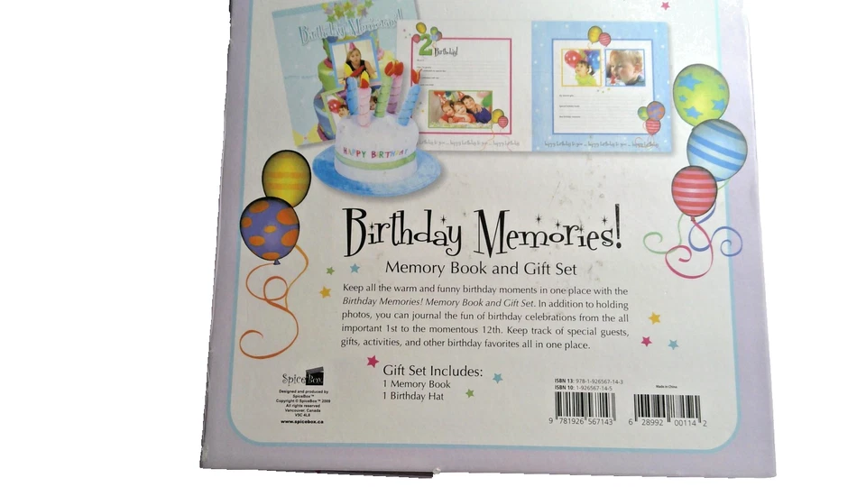 Libro de recuerdos de cumpleaños y conjunto de regalo álbum de recuerdo diario con sombrero de fiesta Foto 2 de 4