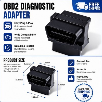 OBD2 Splitter OBD II Full 16pin Port 1 Male Splitter to 2 Female Extension NEW