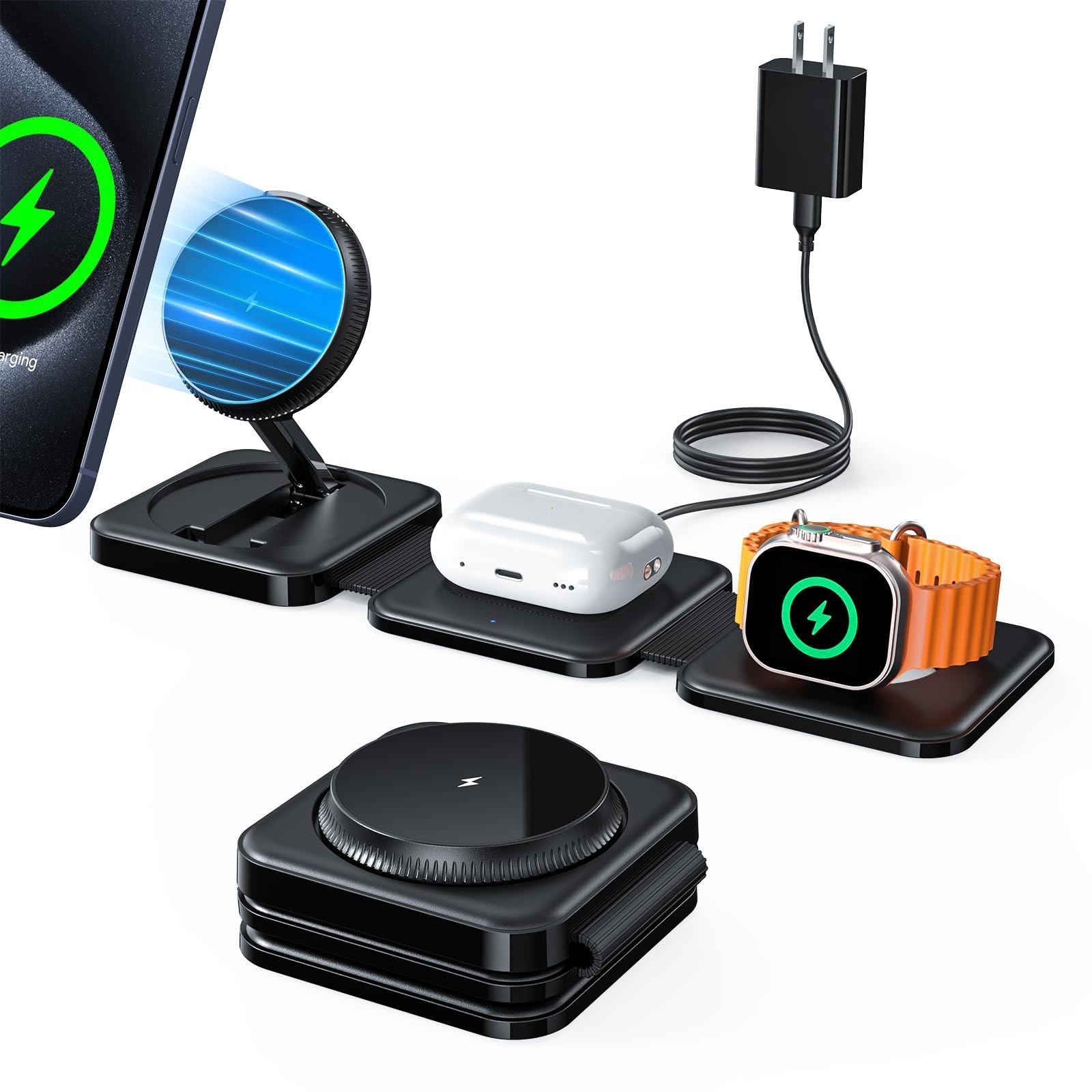 Hinyx Magnetic Foldable 3-in-1 Wireless Travel Charger