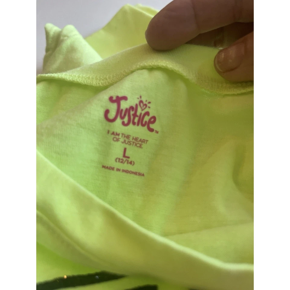 Justice Ski Club Graphic Lime Green Long Sleeve T Size 12-14 - Image 4 of 4