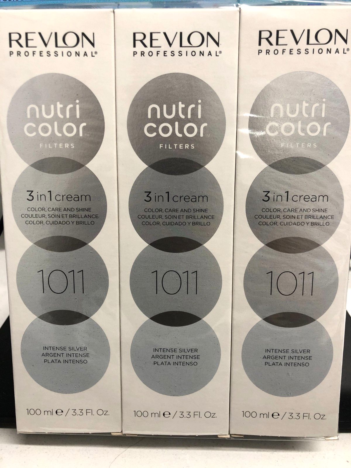x3 Revlon professional nutri colour 3 in 1 permanent cream 1011 intense silver