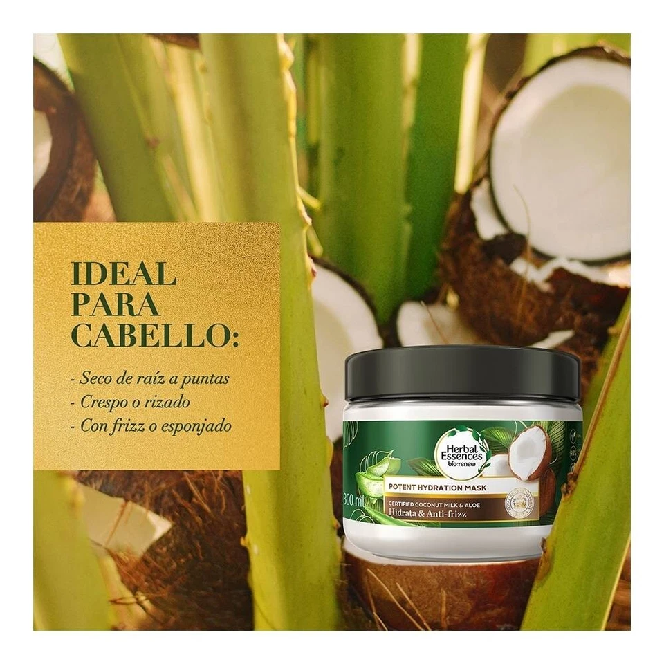 2 Herbal Essences Bio Renew Coconut Milk & Aloe Hydration Mask 300ml Mexican - Image 3 of 4