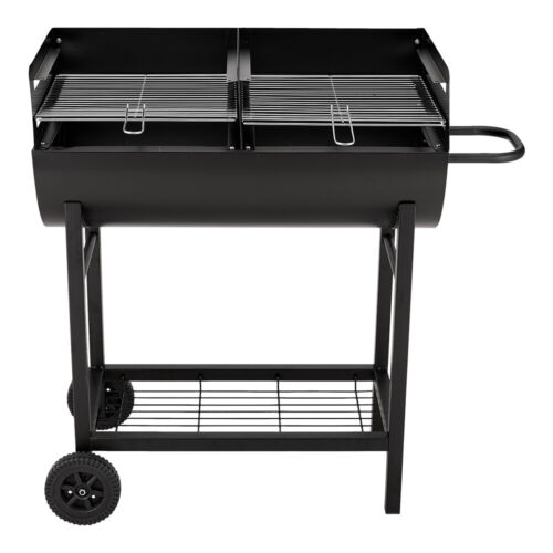HALF OPEN DRUM BARREL STEEL BBQ CHARCOAL GARDEN BARBECUE ADJUSTABLE GRILL HEIGHT - Picture 3 of 12