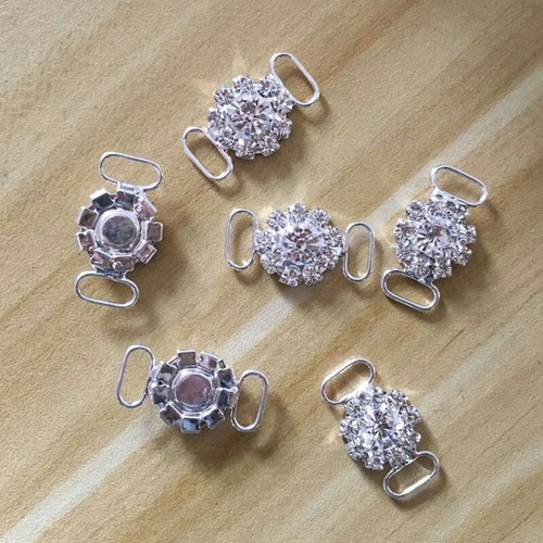 20Pcs Clear Crystal Rhinestone Bikini Connectors Buckle Metal With 15mm Buttons - Picture 5 of 7