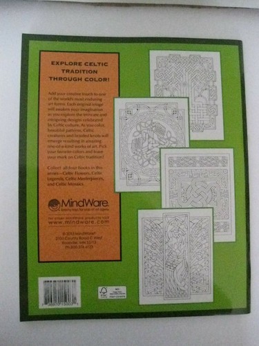 MindWare Celtic Coloring Book Mosaics 23 Unique Designs Irish cgu - Picture 2 of 3