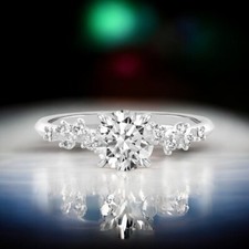 14 Karat Weißgold Diamant Ehering 1,20 kt Rundschliff IGI Lab Created