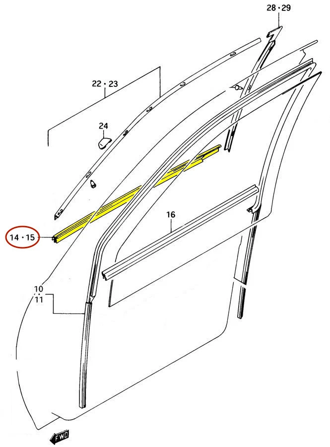 Moldura para puerta | LH | Geo Metro Suzuki Swift & GT 1989-1994 | ¡OE NUEVO! Foto 2 de 4
