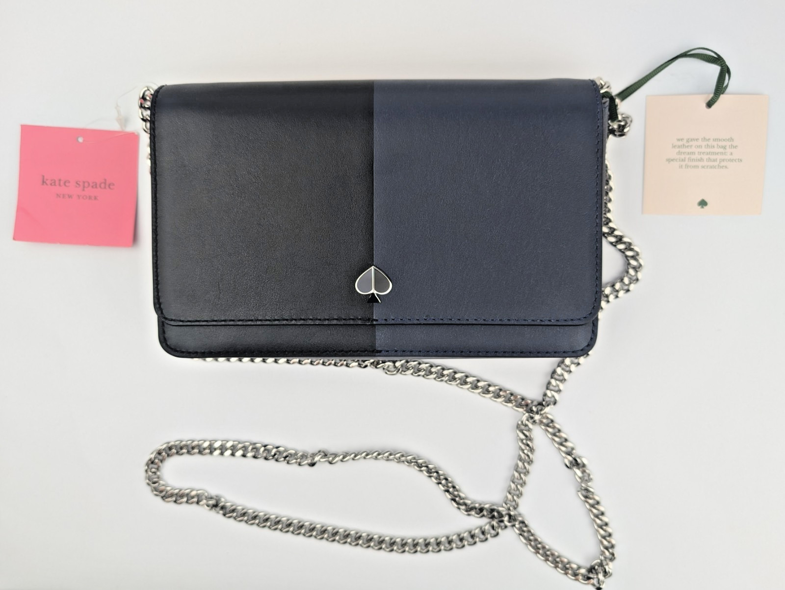 BNWT KATE SPADE Nicola Bicolour Chain Cross-Body Bag Black Blue RRP £250