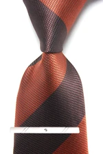 New Classic Striped Brown JACQUARD WOVEN 100% Silk Men's Necktie Tie