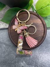 3.5" Handmade Resin Pendant Initial Keychain L Tassel New Free Ship A3010