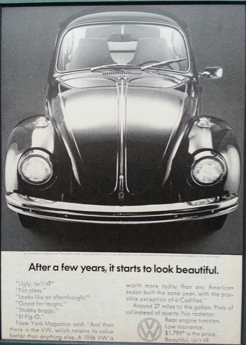 Volkswagen Ad - Sept. 1969 - "After a few years, it starts to look beautiful. " - Picture 2 of 3