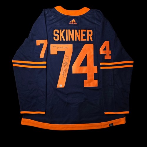 Stuart Skinner Signed Edmonton Oilers Navy Alternate Adidas 56 Hockey Jersey NHL - Picture 2 of 11