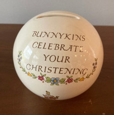 Vintage Royal Doulton Bunnykins Celebrate Your Christening Money Ball Bank