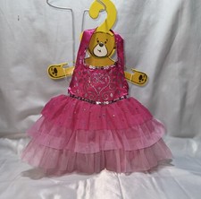 Build a Bear Pink Heart Dress Ombr  Ruffle Sequin Tulle Halter Dress