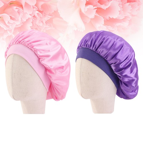 2 Pcs Sleep Bonnet Cap Hair Care Child Kids Sleeping Caps Satin