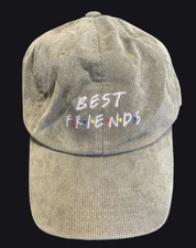 New Best Friends Embroidered Lined Corduroy Adjustable Baseball Hat Green
