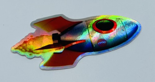 2x Holographic Sticker Rocket AMC 🚀 To The Moon decal Stick On Anything 1.5”x3” - Picture 3 of 3