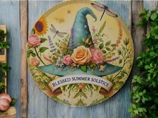 Blessed Summer Solstice Metal Tin Sign 8x8 Pagan Litha Decor