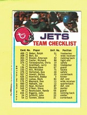 1973 Topps Team Checklists - One Star on Front New York Jets -  Free Shipping