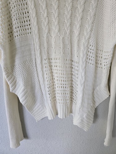 Love Stitch Sweater Women Sz L Ivory Long Sleeve Cable Knit Oversize Excellent - Picture 6 of 14