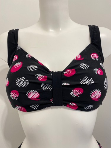 Top bikini nero e rosa 22 per coppe D 22D morbido imbottito senza fili spalline di supporto - Foto 1 di 8