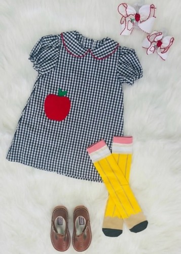 Funtasia Too Float Dress Size 5T NWT Gingham Cotton USA School Navy White USA
