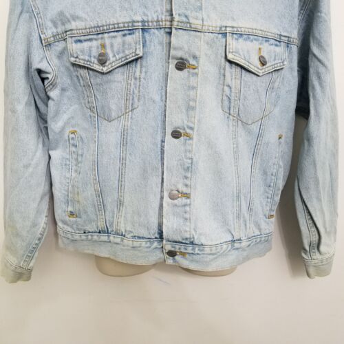 Structure Mens Denim Jacket Medium Light Wash Blue Distressed Trucker Vintage - Picture 3 of 7