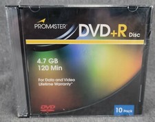 ProMaster DVD R 10 Pack 4.7GB 120 min With Slimline Jewel Cases FACTORY SEALED