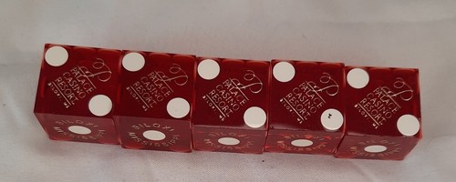 Palace Casino Resort Biloxi Dice Craps Table One Set Of 5 Red Matching Numbers - Picture 2 of 5