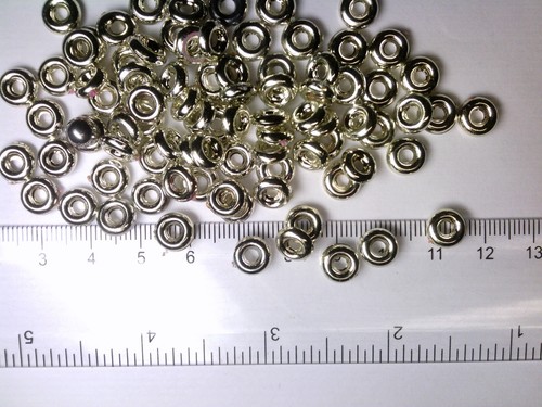 Vtg 100 SILVER METALIZED PLASTIC RING BEADS 8mm #112818u - Picture 3 of 3