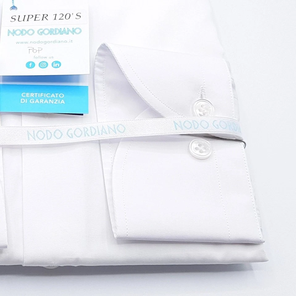 Camicia Bianca Popeline Piuma Collo Francese Cotone Makò 120 Superior Tess Monti - Immagine 3 di 4