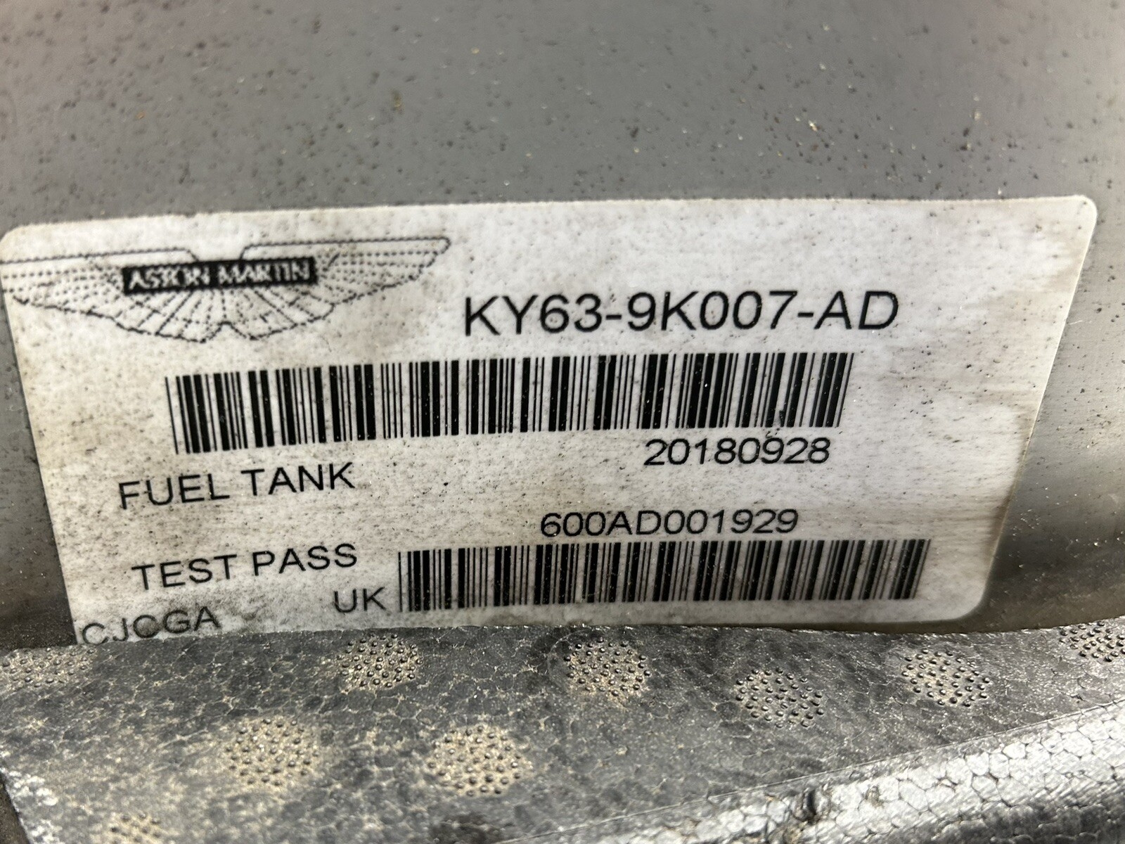 Gas Fuel Tank Aston Martin Vantage 2018-2023 Gasoline OEM KY63-9K007-AD 18-23