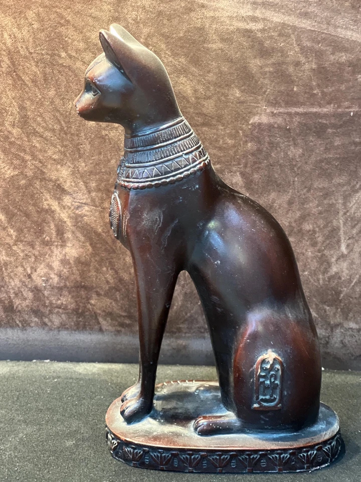 Estátua de gato egípcio Bastet, estatueta de pedra de obsidiana esculpida à mão Bastet Goddes, - Imagem 4 de 4