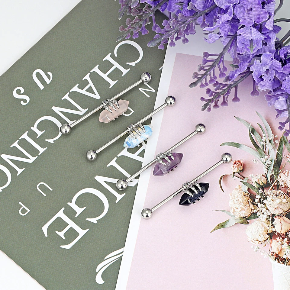 Pendiente 4 piezas Barra Industrial De Oreja Perforados Aretes Cartílago Hélice Foto 4 de 4