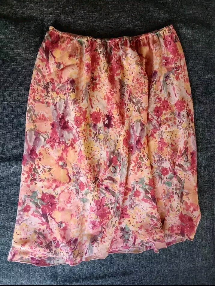Skirt 3X New Womans Norton Pink Women Floral Chiffon Elastic Waist Lined-image