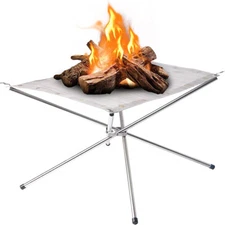 Portable Outdoor Fire Pit 16.5/22 inch Upgrade Steel Mesh Fire Pit+Carrying Bag