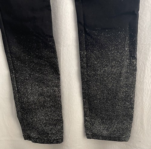 H&M Pants Girls 8 9 Black Skinny Glitter Leggings Pull On Elastic Waist New - Picture 3 of 6
