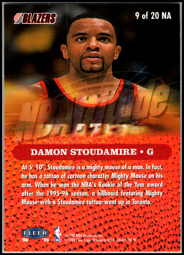 1998 Fleer Ultra #9NA Damon Stoudamire - NBAttitude FREE SHIPPING! - Picture 2 of 2