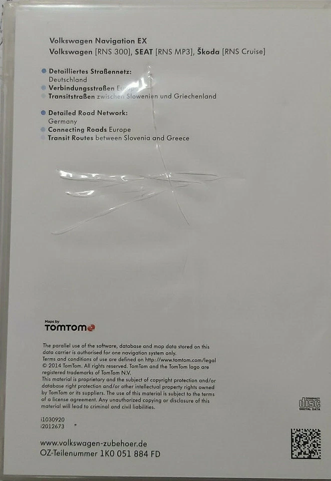 Navigations CD-ROM Deutschland EX V13 RNS 300 / RNS MP3 / RNS Cruise 1K0051884FD - Bild 3 von 3