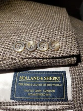 42R Holland & Sherry Bespoke Brown orange Soft Tweed Jacket Sport Coat Blazer