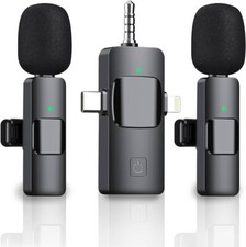 Microphone Wireless Lavalier Cordless For iPhone iPad Android, 8 Hours 3 in 1