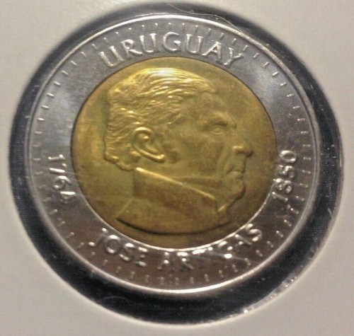 URAGUAY 2000 BU 10 PESO BI-METALLIC COIN JOSE ARTIGOS - Picture 2 of 2