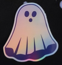 Ghost Halloween Laminated Holographic Sticker