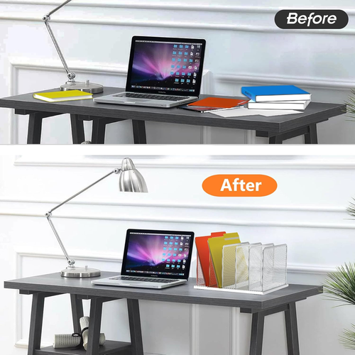 Desk File Organizer Upright Mesh Desktop Organizer File Sorter Office Organizati - Picture 3 of 12