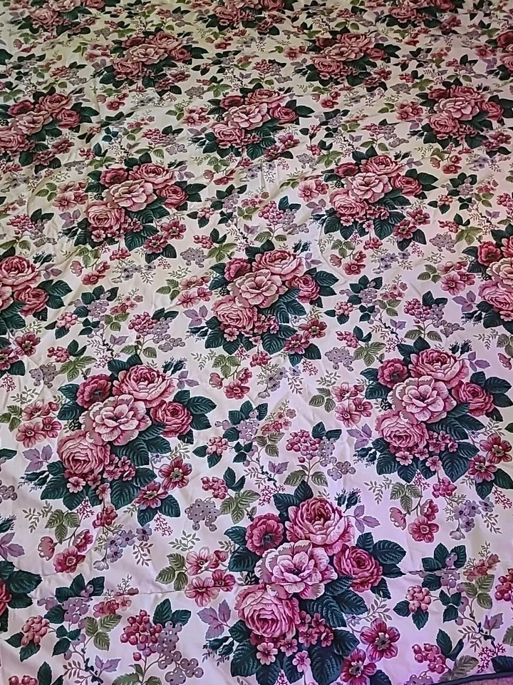 VTG WAVERLY Floral PLEASANT VALLEY Queen Comforter Bedspread Grapes