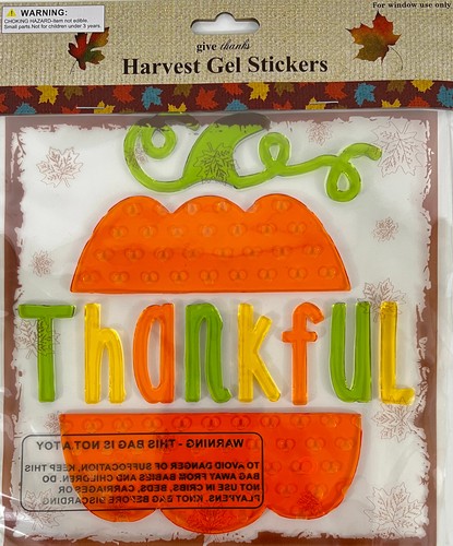 Thanksgiving Fall Window Stickers Gel Clings Decoration Gnome Pumpkin Thankful - Picture 2 of 5