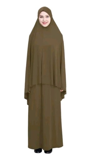 Women Muslim Prayer Dress Islamic Jilbab Eid Formal Gown 2-Piece Brown - 第 1/1 張圖片