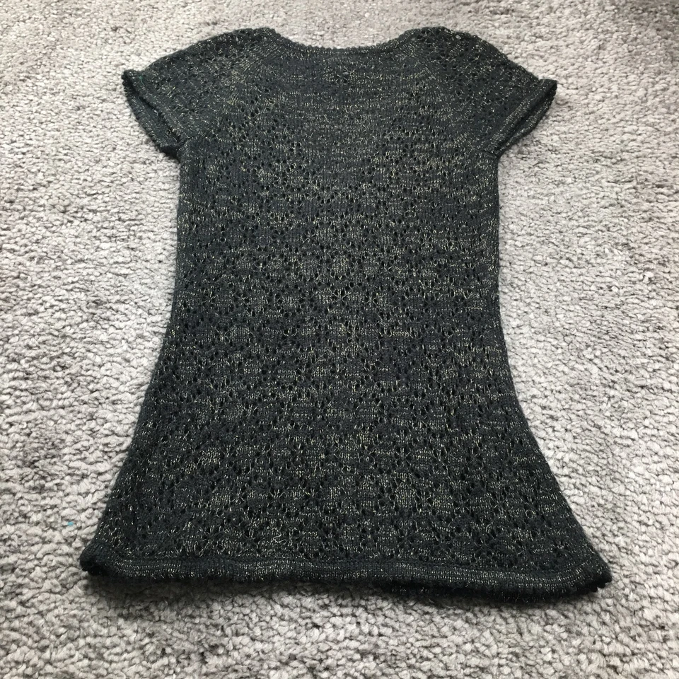 Cárdigan para mujer Bisou Bisou talla XS negro gris cuello en V gancho y ojo manga gorra Foto 3 de 4